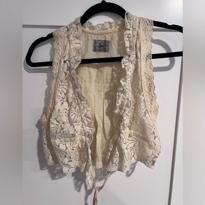 Free People | Cream Lace Cotton Vest